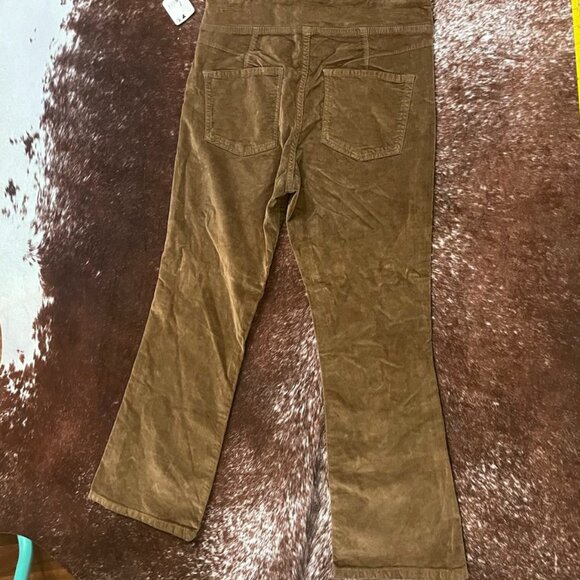 Free People Velvet Crop Slim Flare Pants Brown Size Small Holiday Party Pant - Picture 8 of 16